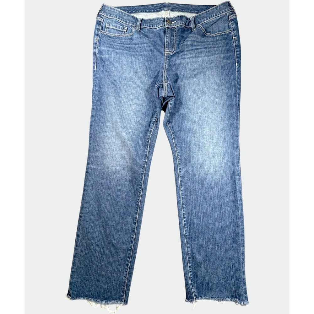 Torrid Sample Prototype Jeans Womens Dark Wash Raw Hem Straight Leg Denim